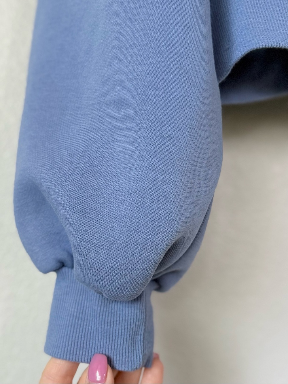 BLOGILATES M Marshmallow Zip Hoodie in Steel Blue • Athleisure Hooded Sweatshirt - Picture 6 of 11
